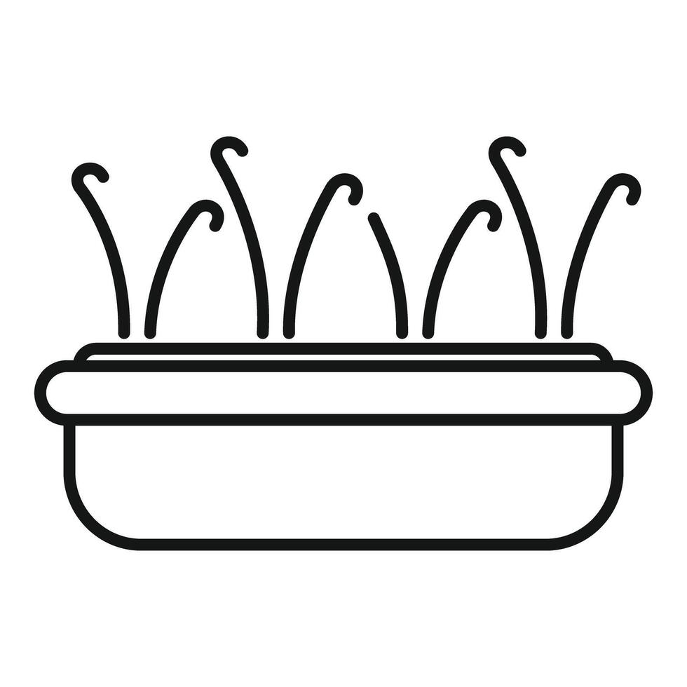 Microgreens growing in rectangular pot line icon vector