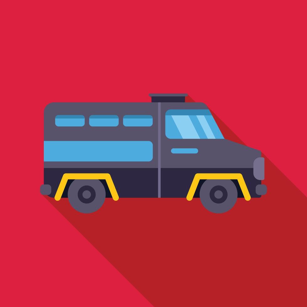 Black armored van transporting money or valuables is moving fast on a red background vector