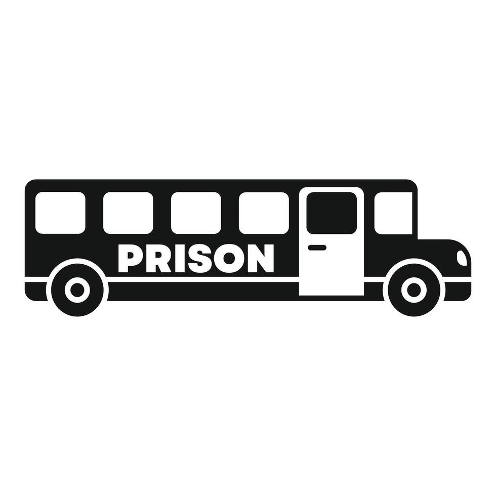 Prison bus transporting inmates to jail in black and white vector