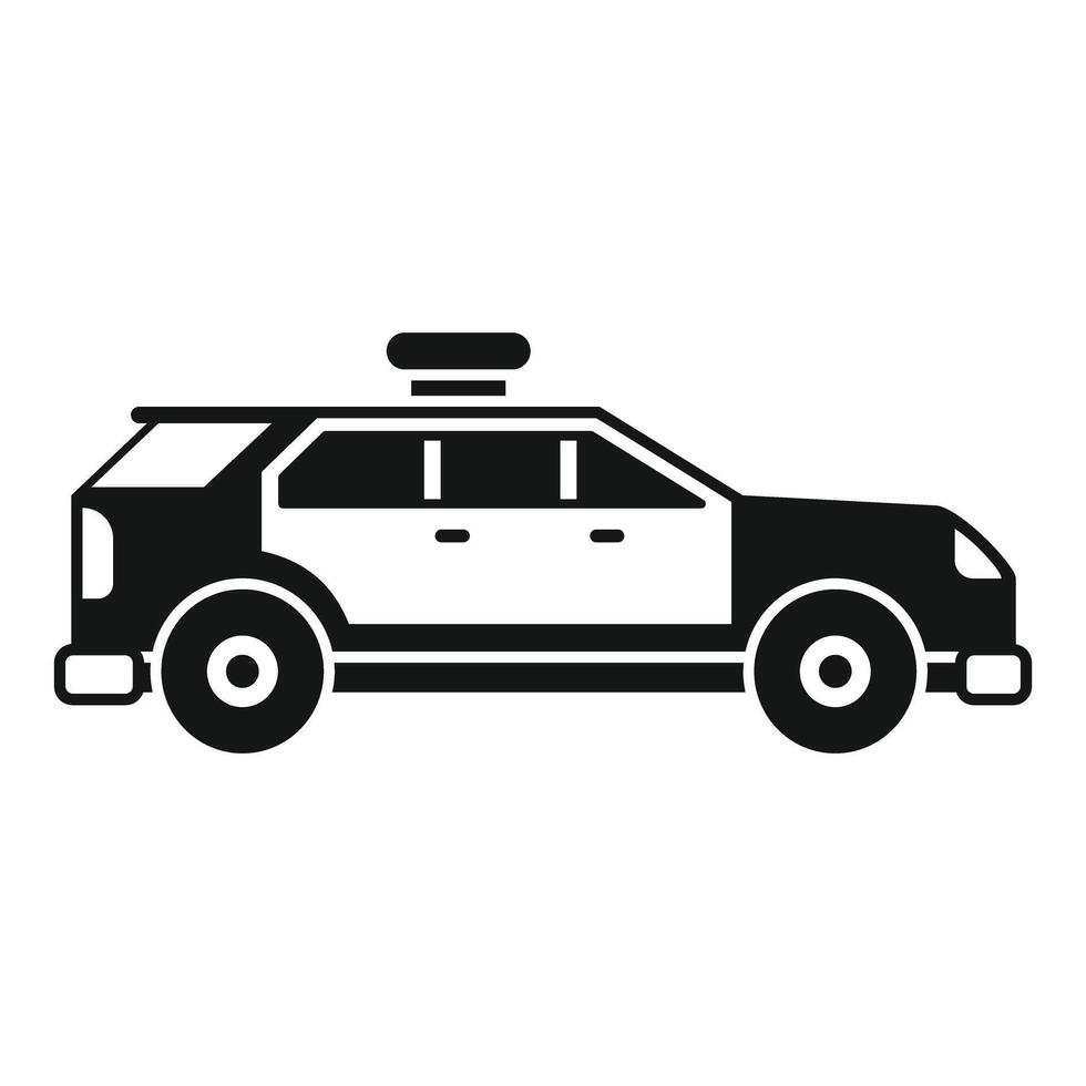 Black and white police patrol car icon showing side view vector