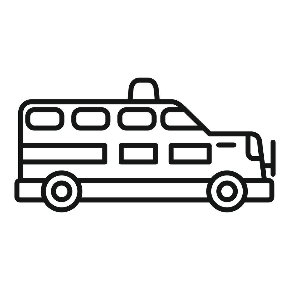 Prisoner transport bus driving forward side view icon vector