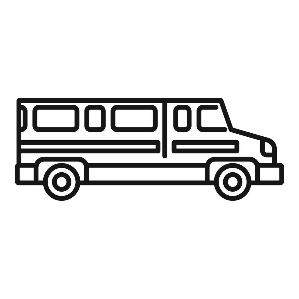 Passenger minibus standing on white background icon outline style vector