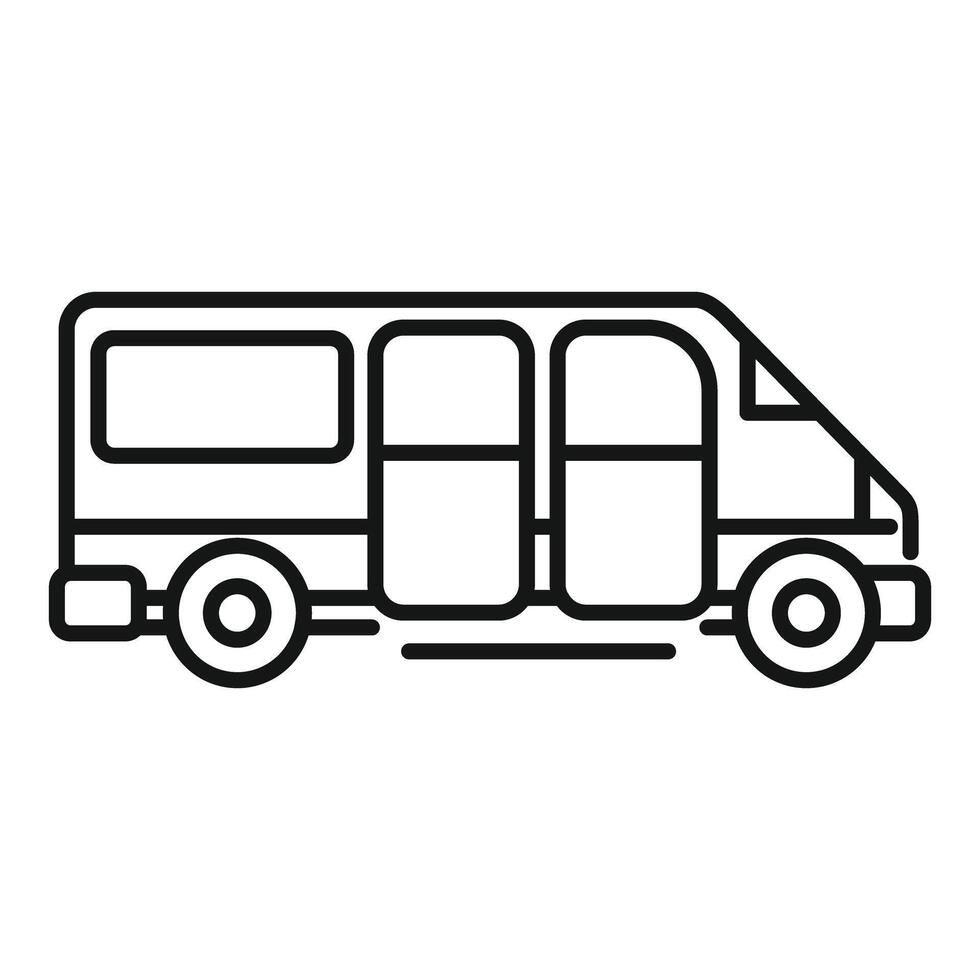 Passenger minivan transporting people line icon side view vector