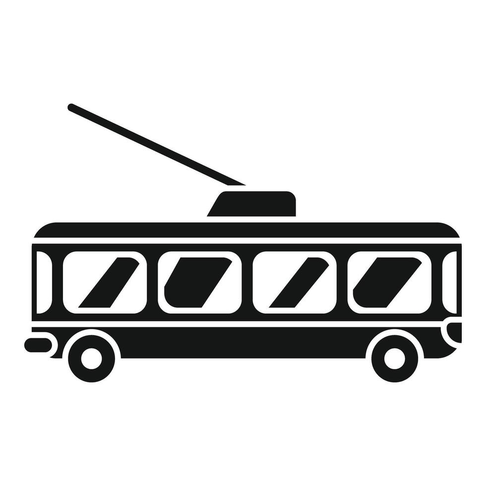 Black trolleybus side view public transport icon vector