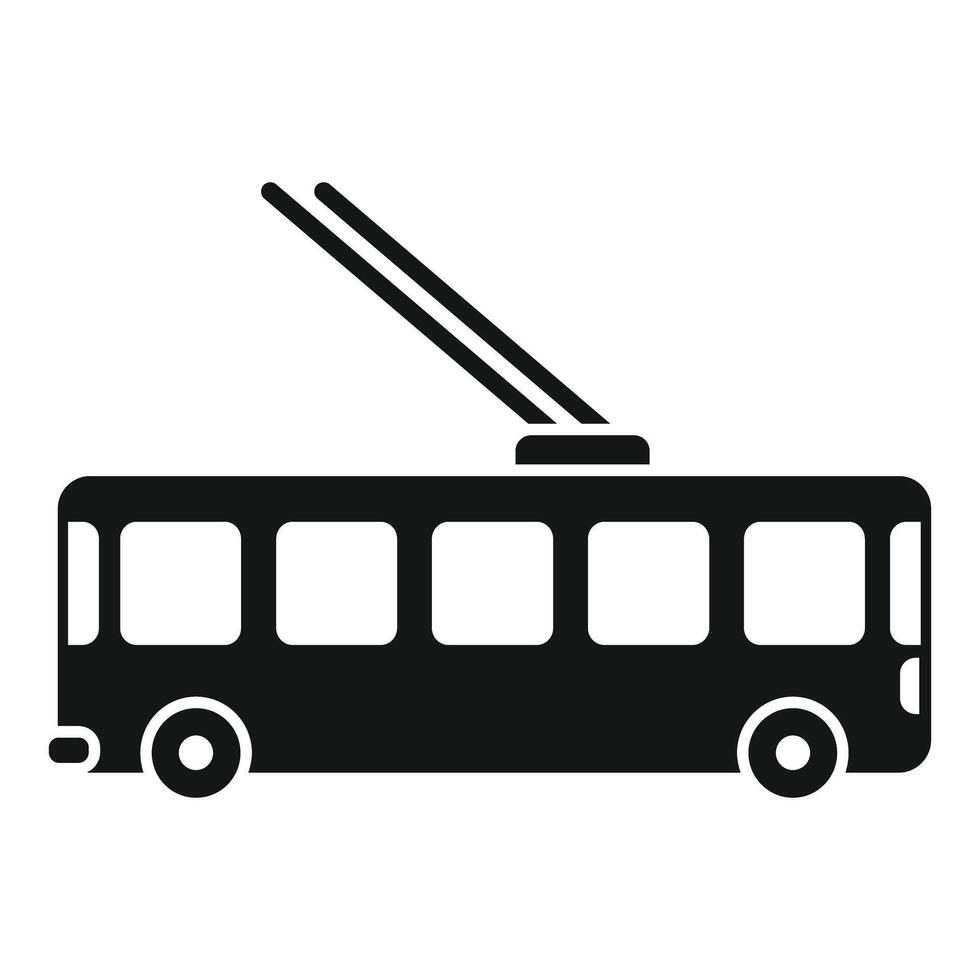 Side view of a trolleybus running on electricity vector