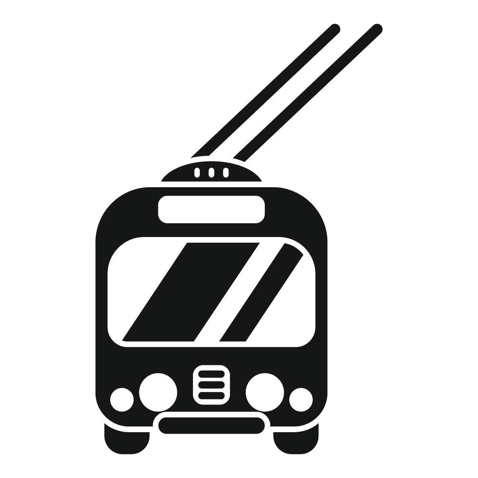 Trolleybus electric transport front view icon glyph style vector