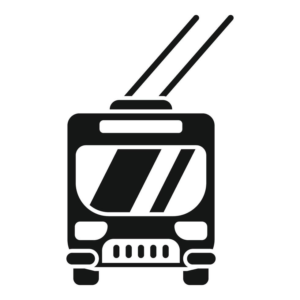 Simple icon of an electric trolleybus driving in the city vector