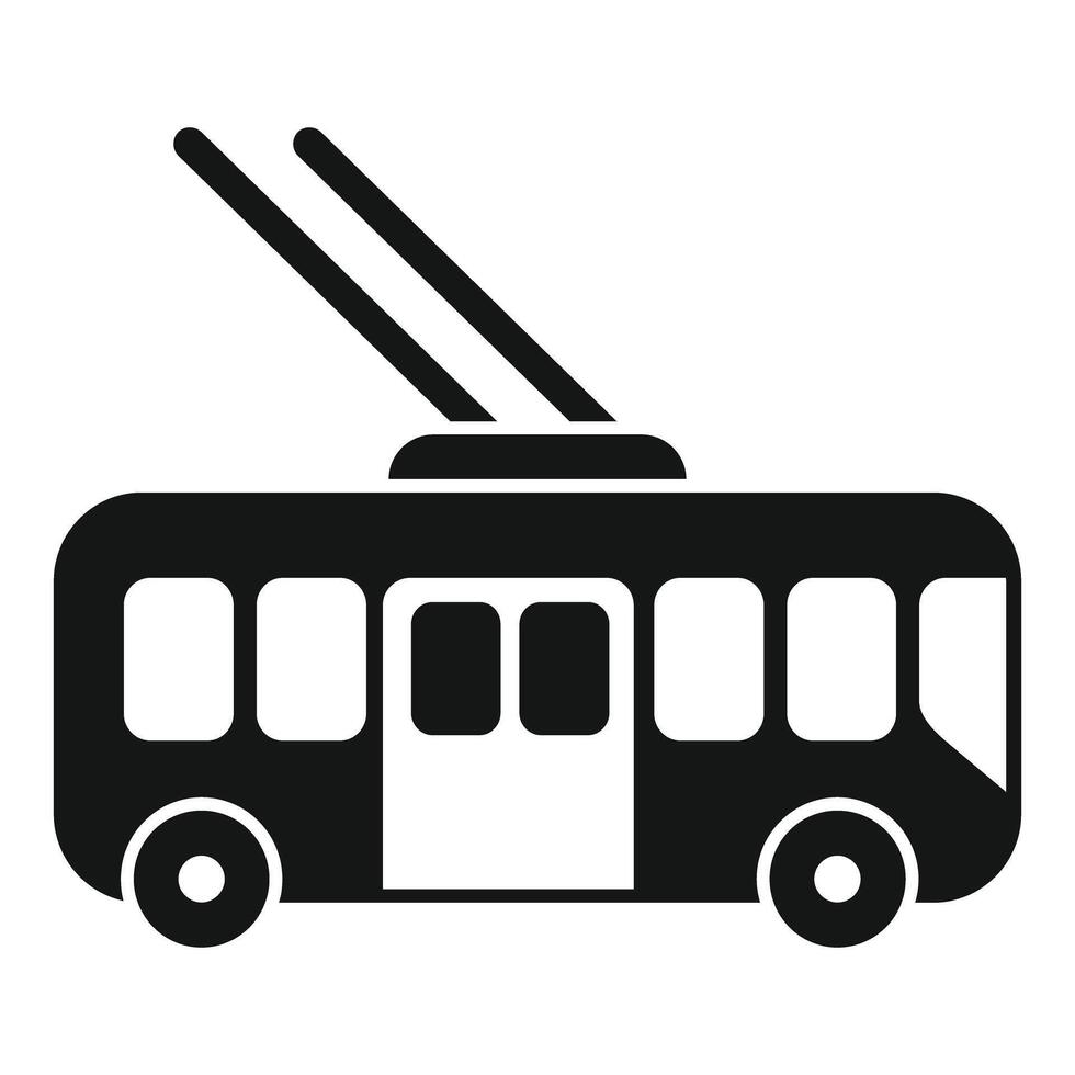 Black trolleybus side view icon showing public transport vector