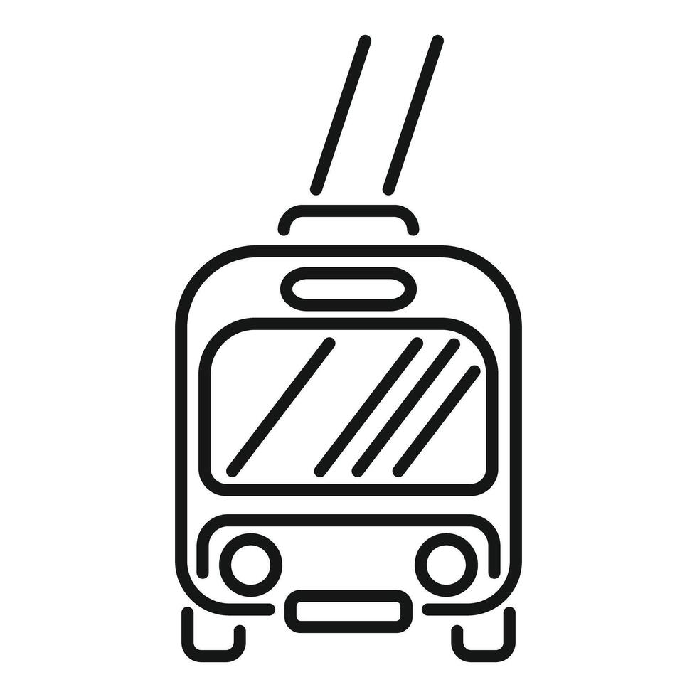 Front view of electric trolleybus passing by vector