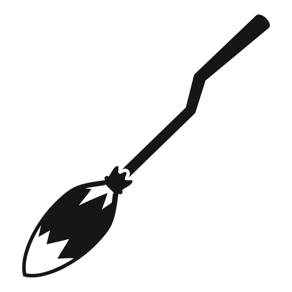 Black witch broom flying on white background vector