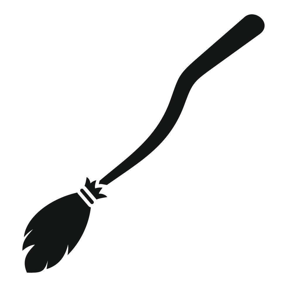 Witch broom silhouette flying on white background vector