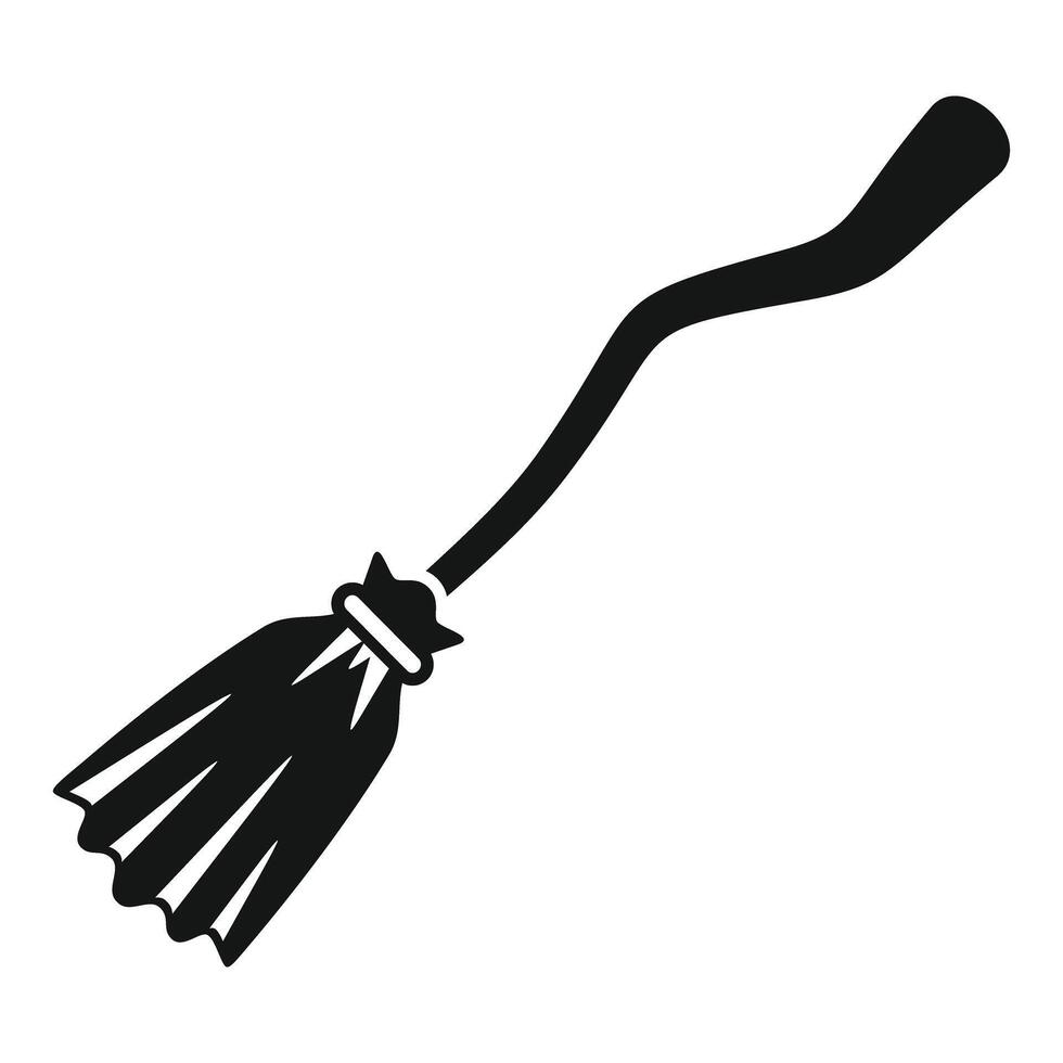 Witch broom flying on halloween night simple icon vector