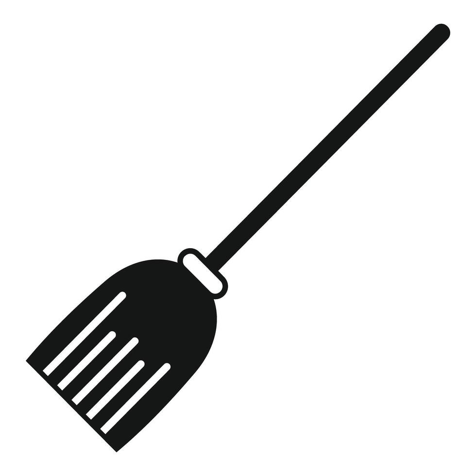 Black silhouette broom icon representing cleaning and halloween vector
