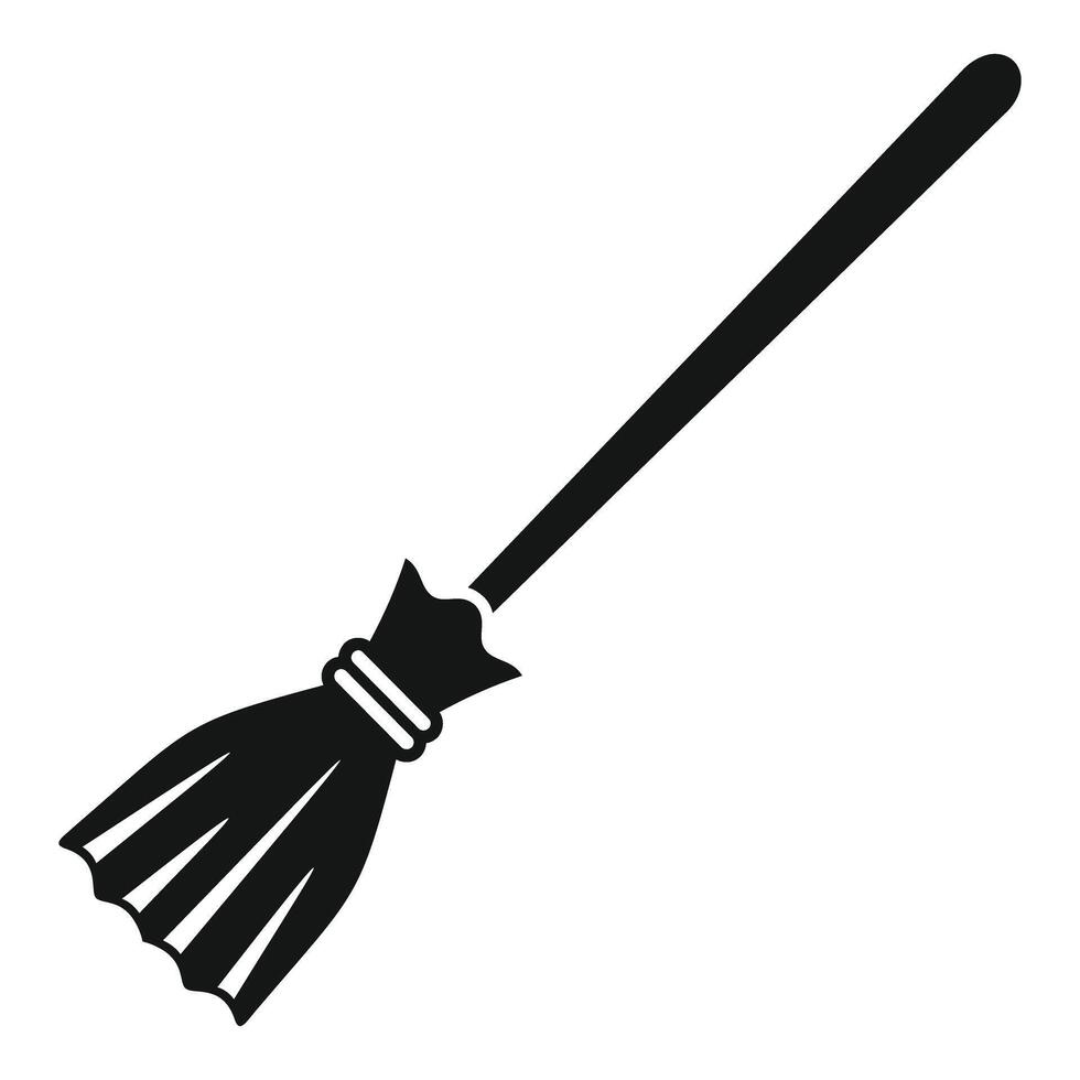 Simple witch broom silhouette icon showing magic and halloween vector