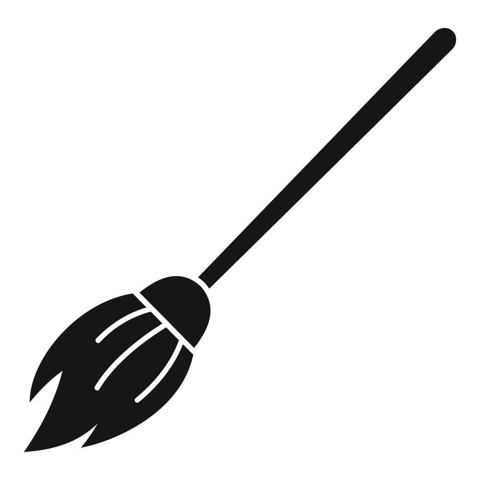 Witch broom flying silhouette icon for halloween party design vector
