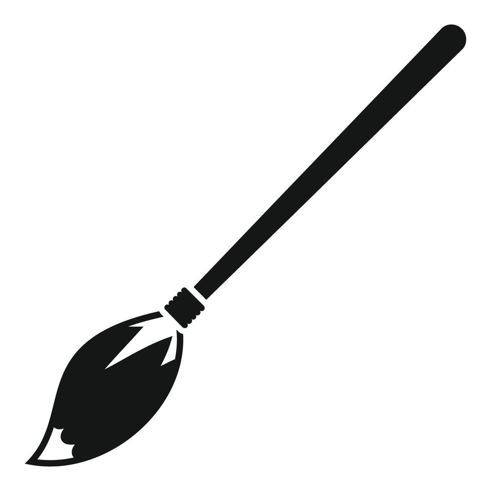 Witch broom silhouette flying on white background vector