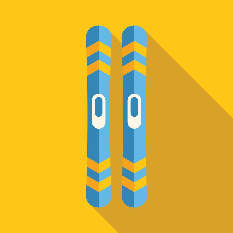 Pair of blue skis for skiing downhill in wintertime vector