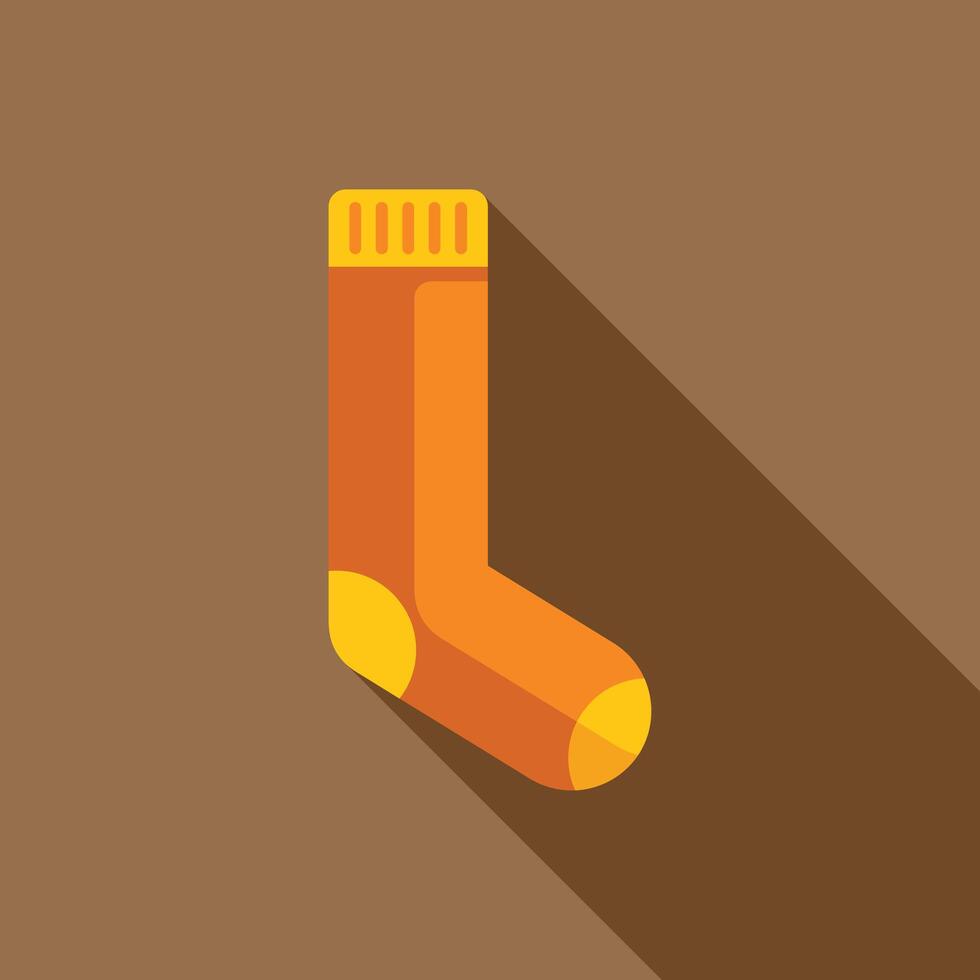 Orange sock lying horizontally with long shadow vector