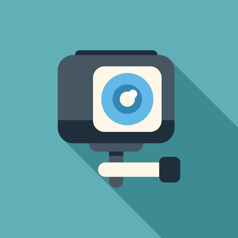 Action camera showing large lens mounted on swivel mount vector
