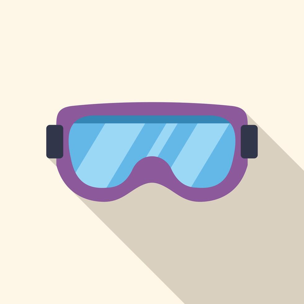 Purple ski goggles with long shadow on white background vector
