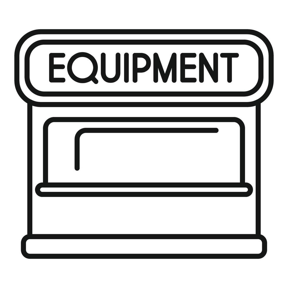 Equipment showcase displaying empty shelves with signboard vector