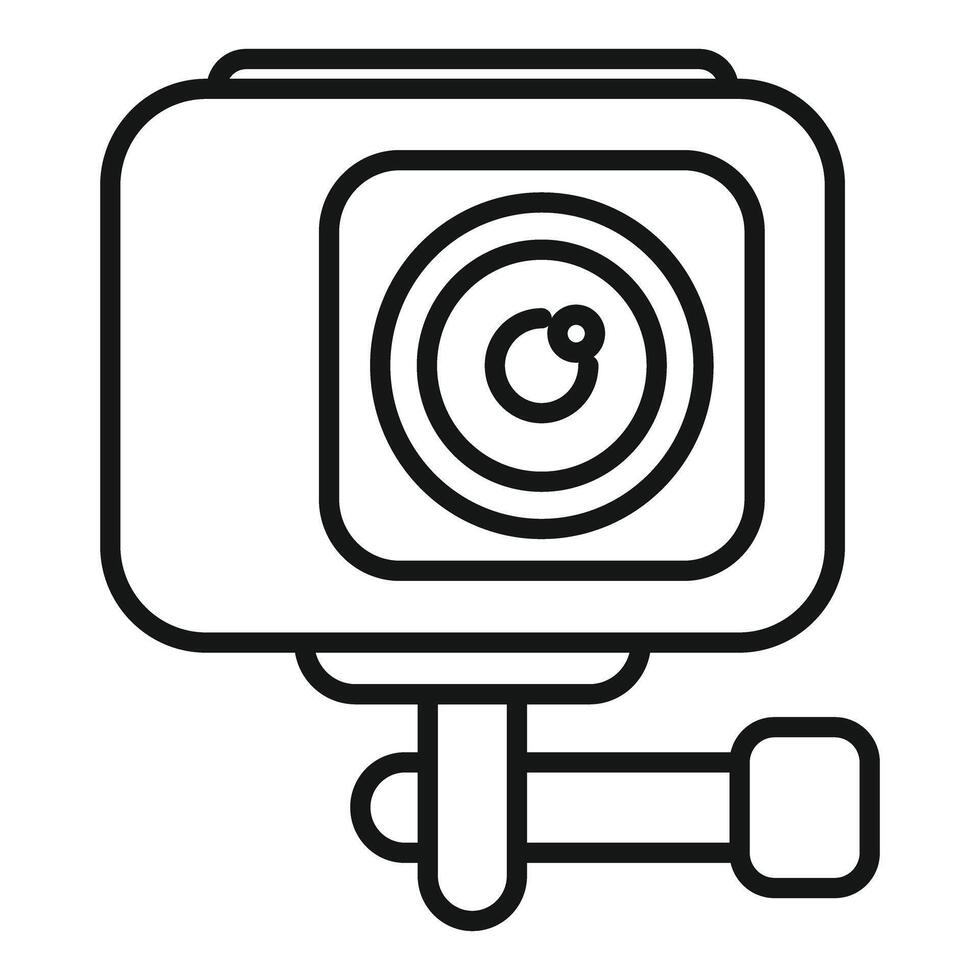 Action camera with mount for recording videos in line art style vector