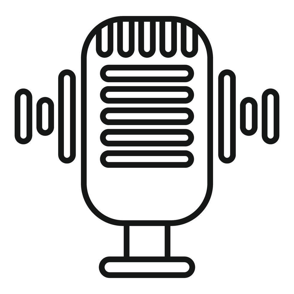 Studio microphone broadcasting audio waves icon vector