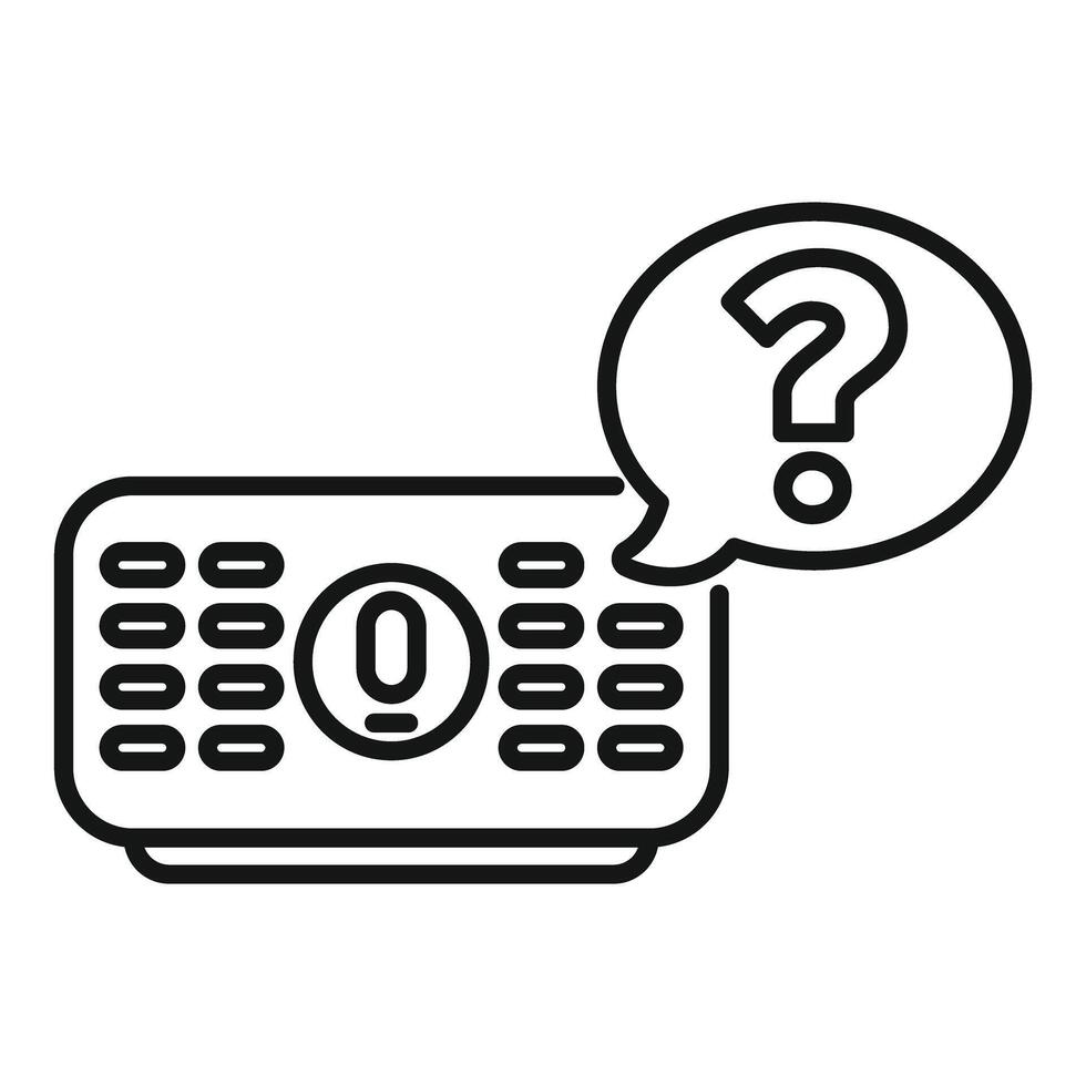 Voice control panel having a question icon in a speech bubble vector