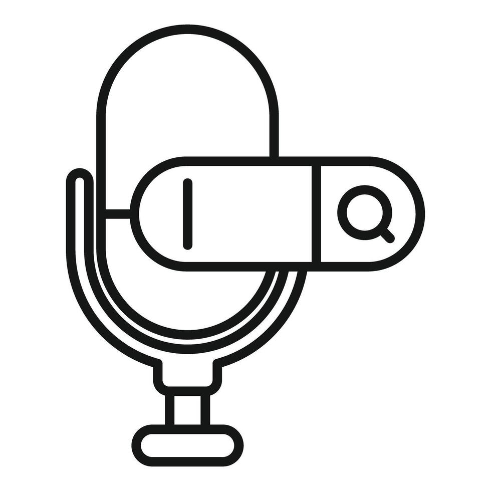 Voice search engine optimization with microphone and magnifying glass icon vector