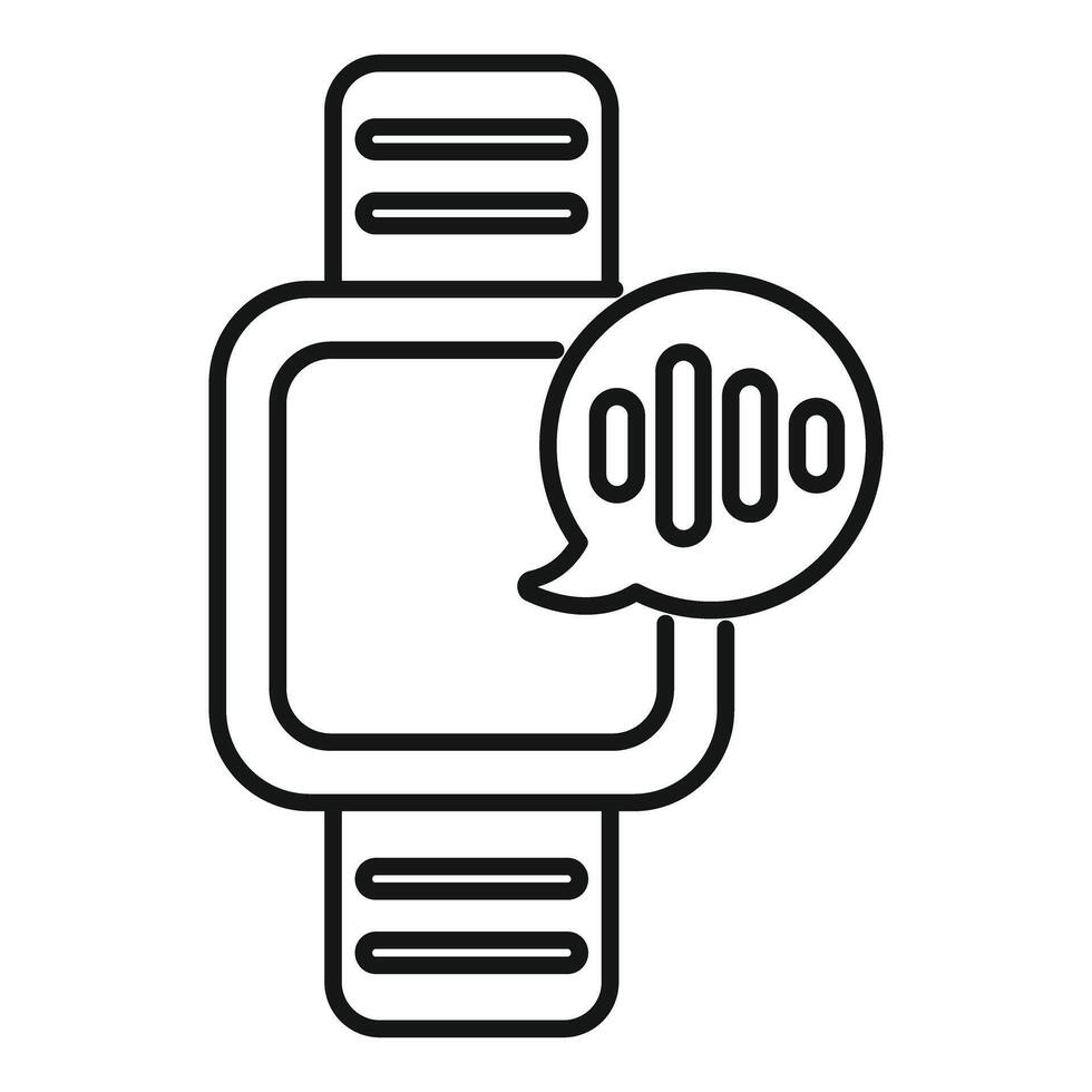 Smart watch showing voice recognition icon in trendy outline style vector