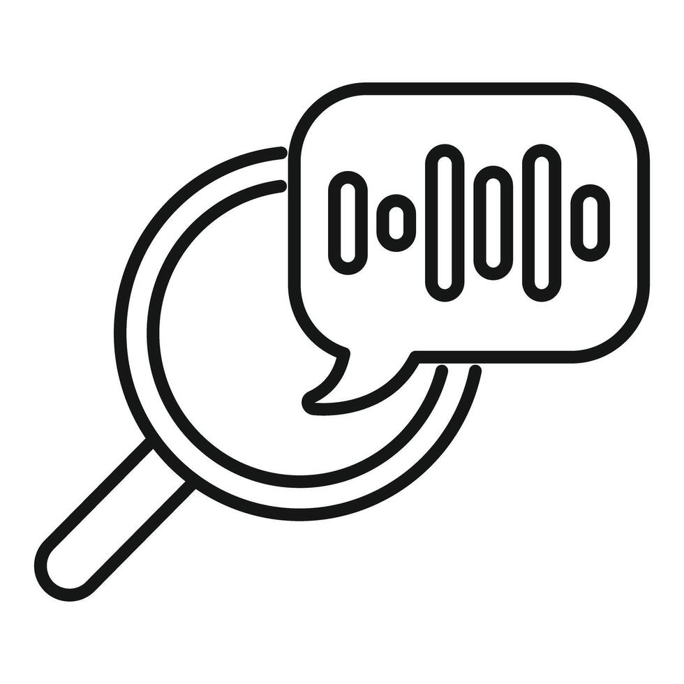 Magnifying glass analyzing voice message icon outline vector