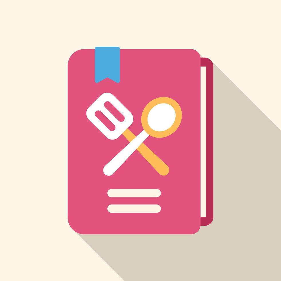 Cookbook with bookmark and crossed spoon and spatula icon vector
