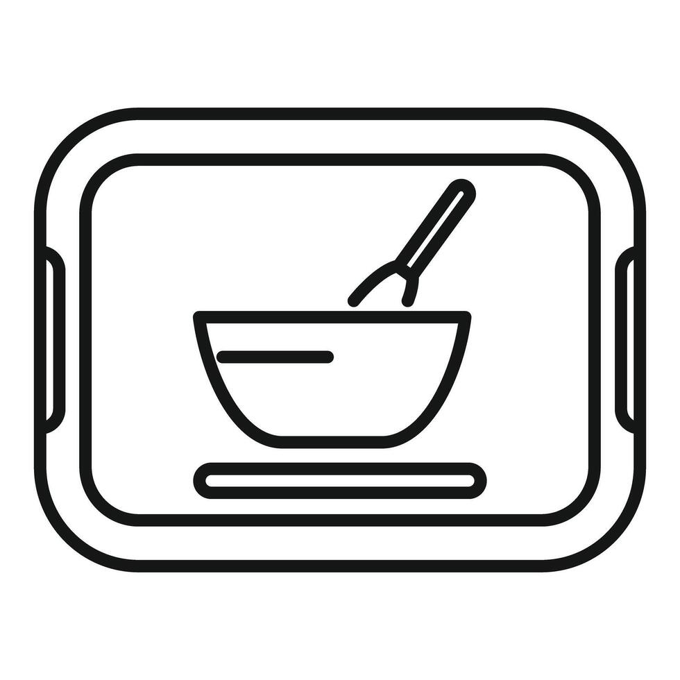 Kitchen utensils icon depicting mixing bowl and whisk on tray vector