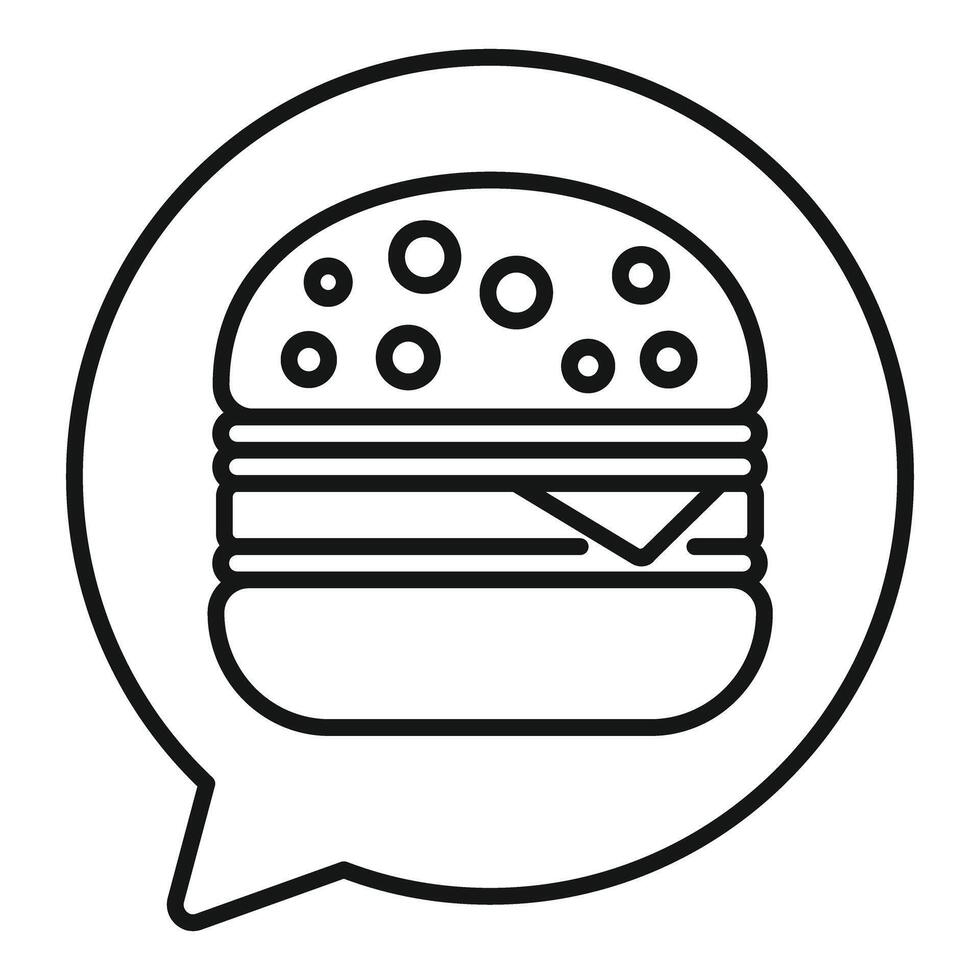 Cheeseburger talking inside speech bubble icon representing communication about food vector