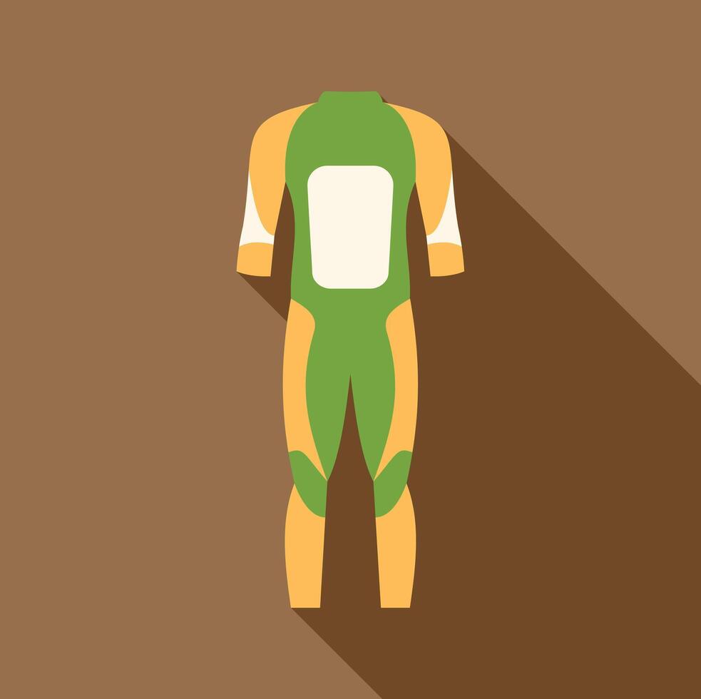 Green and yellow wetsuit for diving, surfing, kitesurfing and other water sports vector