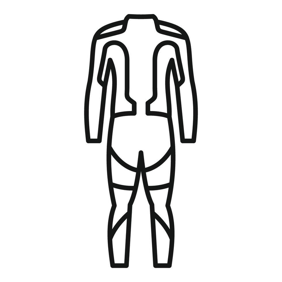Protective costume for virtual reality gaming back view icon outline vector