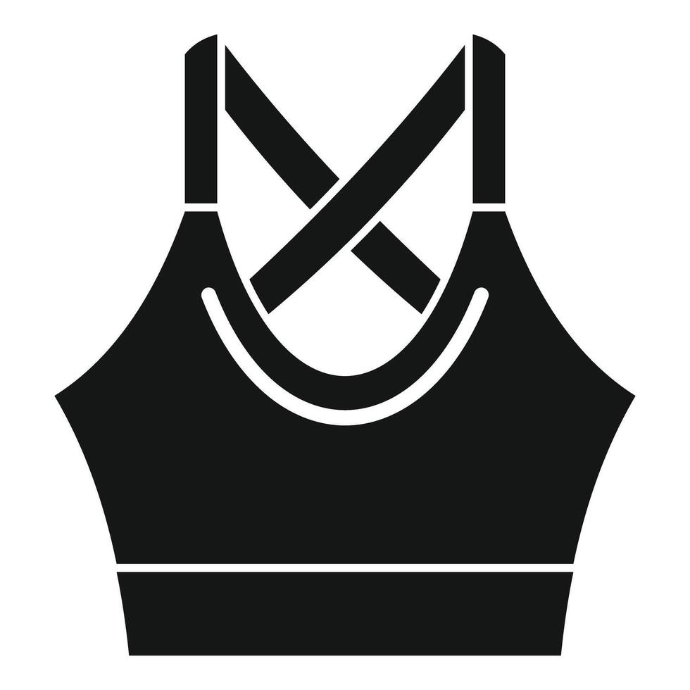 Sports bra with crossed straps for intense workout sessions vector