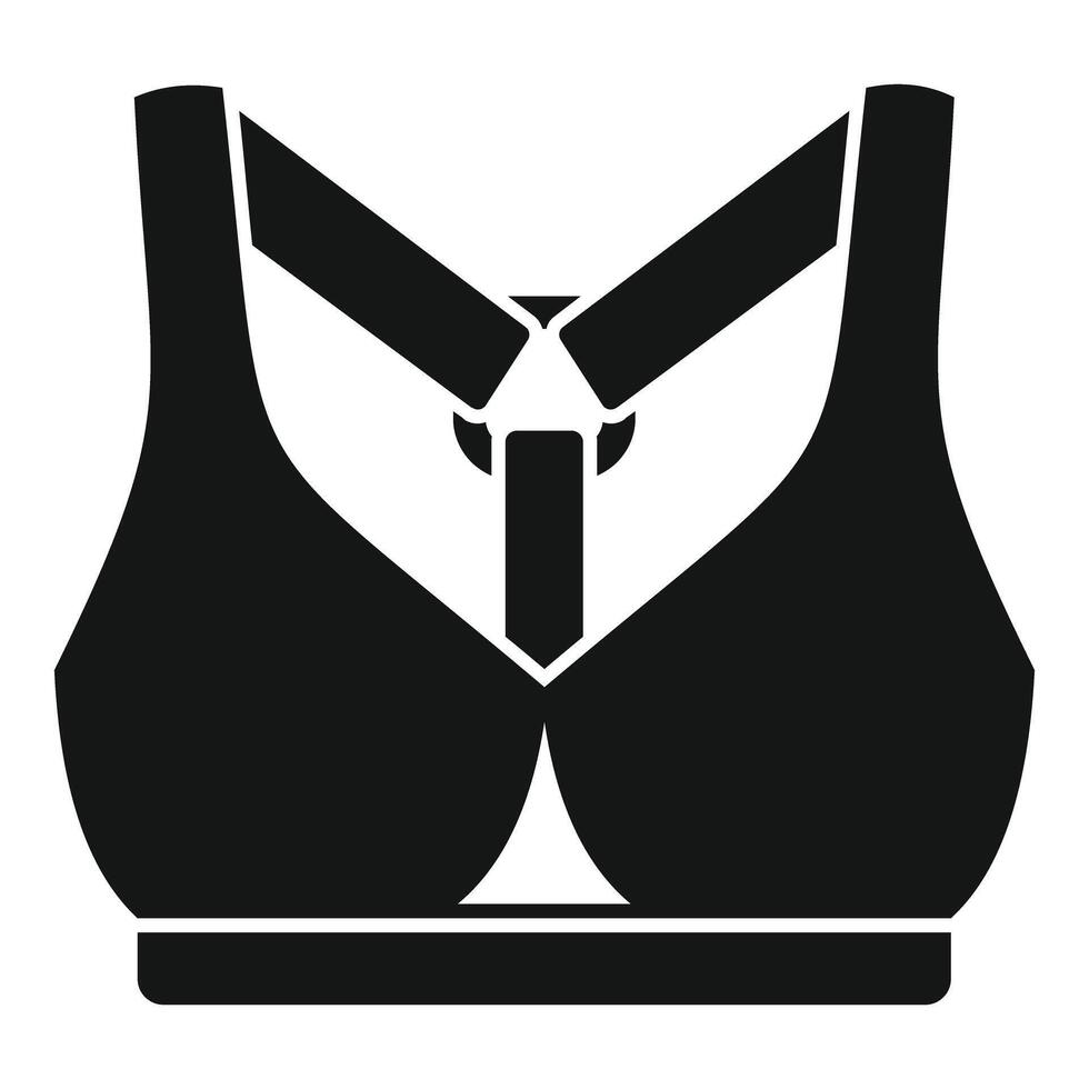 Woman sports bra with tie icon, simple style vector