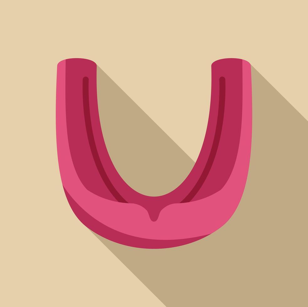 Pink mouth guard protecting teeth from injury long shadow icon vector