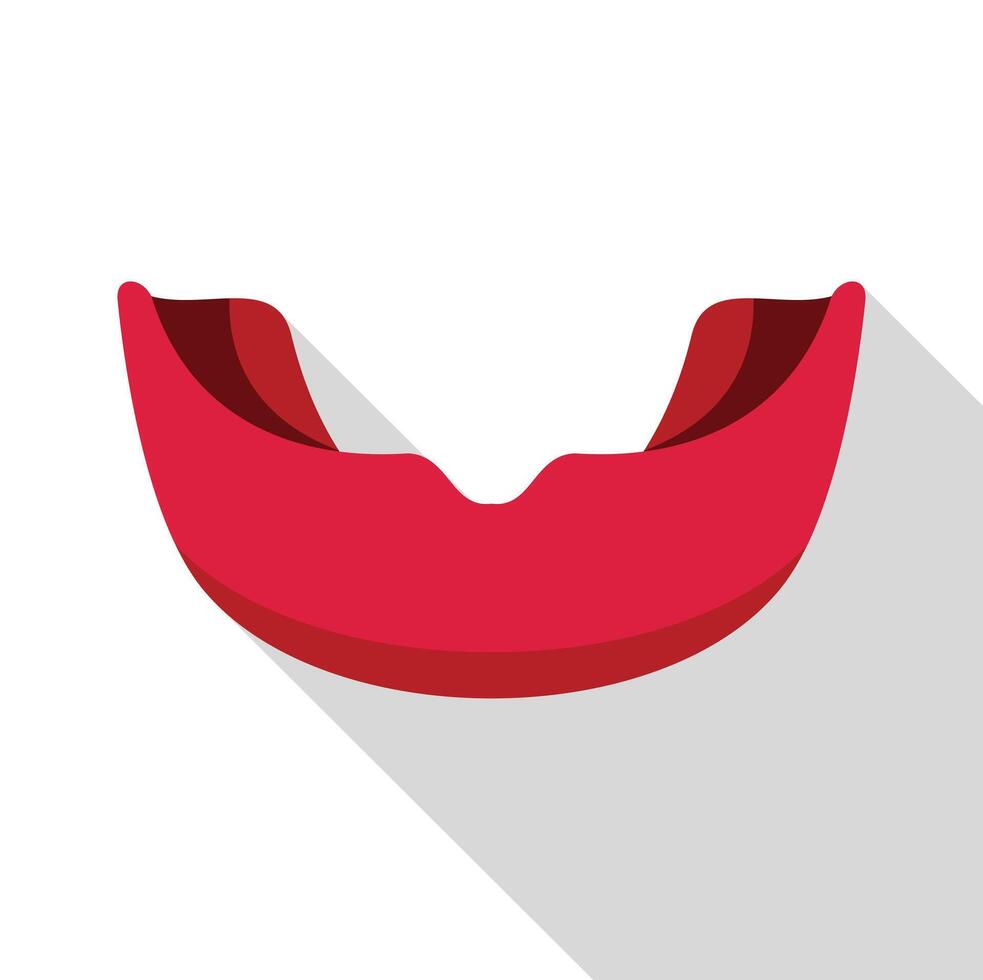 Red mouth guard protecting teeth during sports activities icon vector
