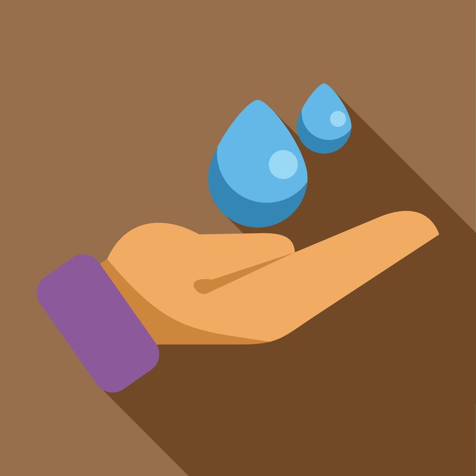 Hand holding water droplets, conserving precious resources vector