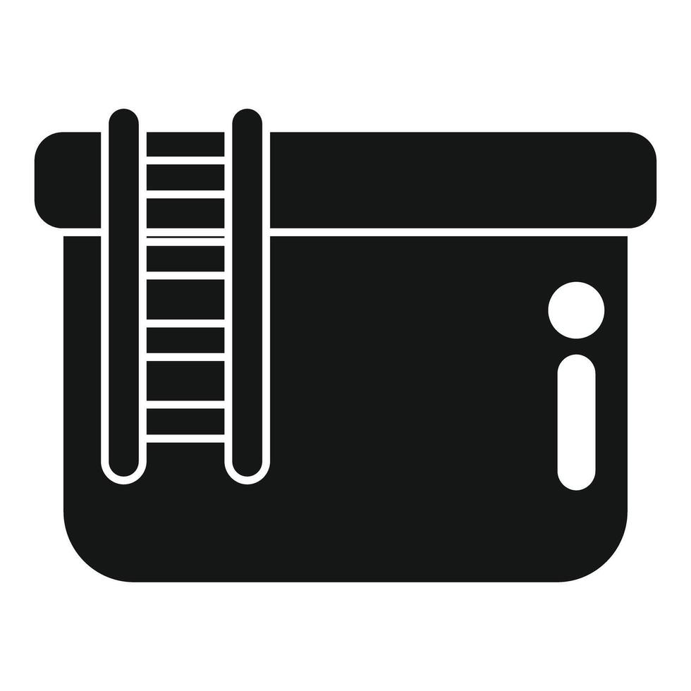 Inflatable rectangular swimming pool with ladder black simple icon vector