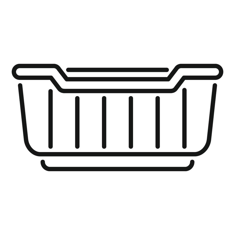 Empty plastic food container with handles line icon representing storage vector