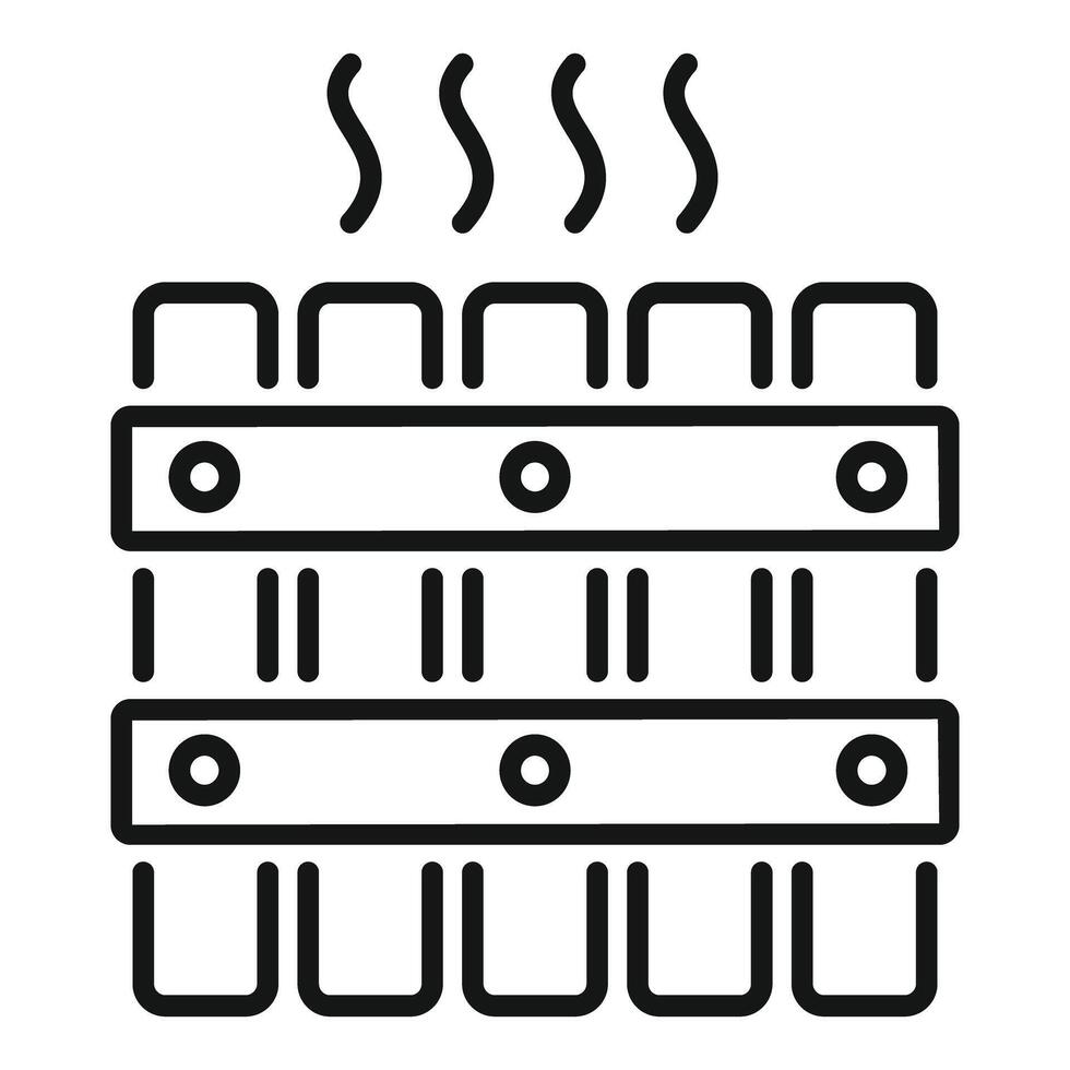 Wooden sauna room releasing hot steam icon vector