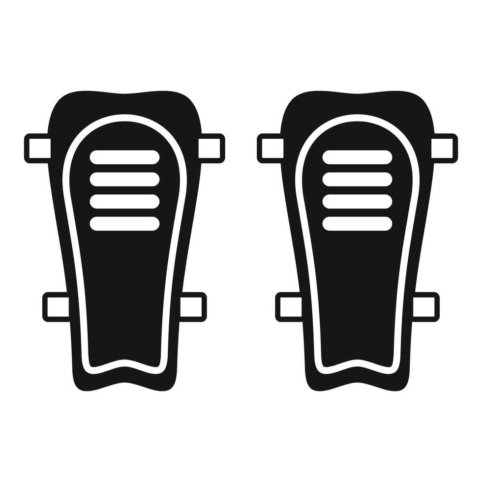 Pair of football shin pads protecting player from injury icon vector