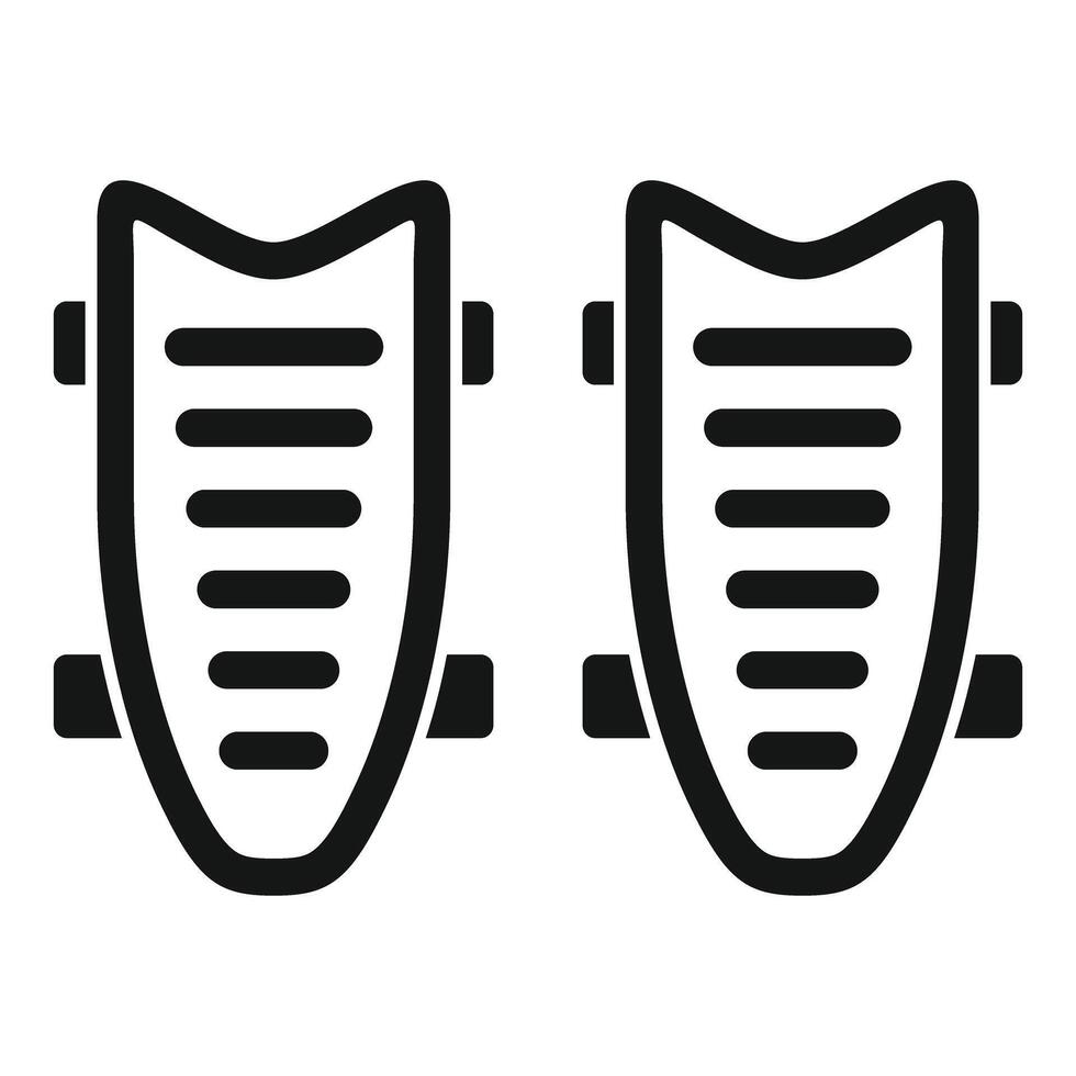 Pair of skateboard deck from bottom view in black simple style icon vector