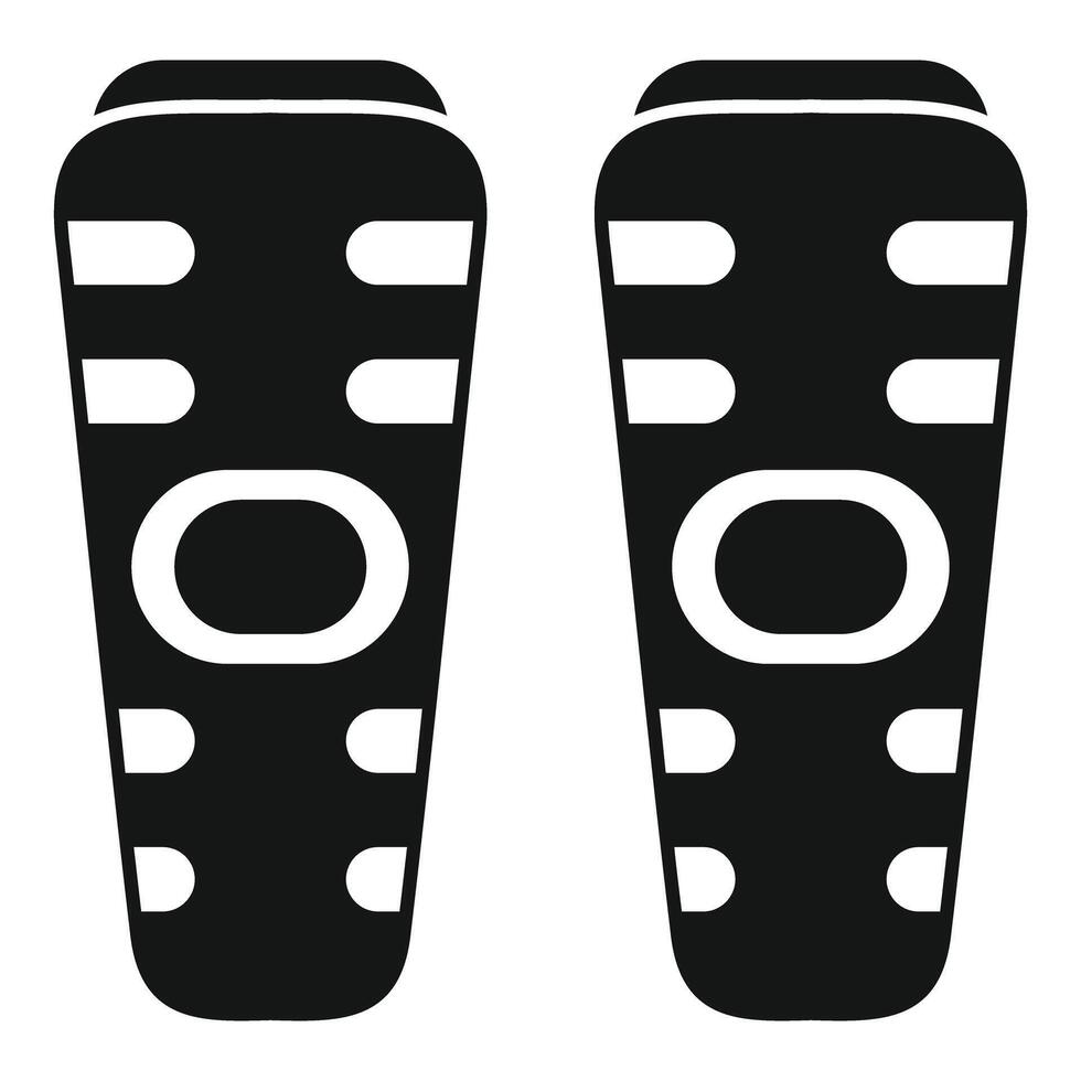 Pair of football shin pads protecting player from injuries icon vector