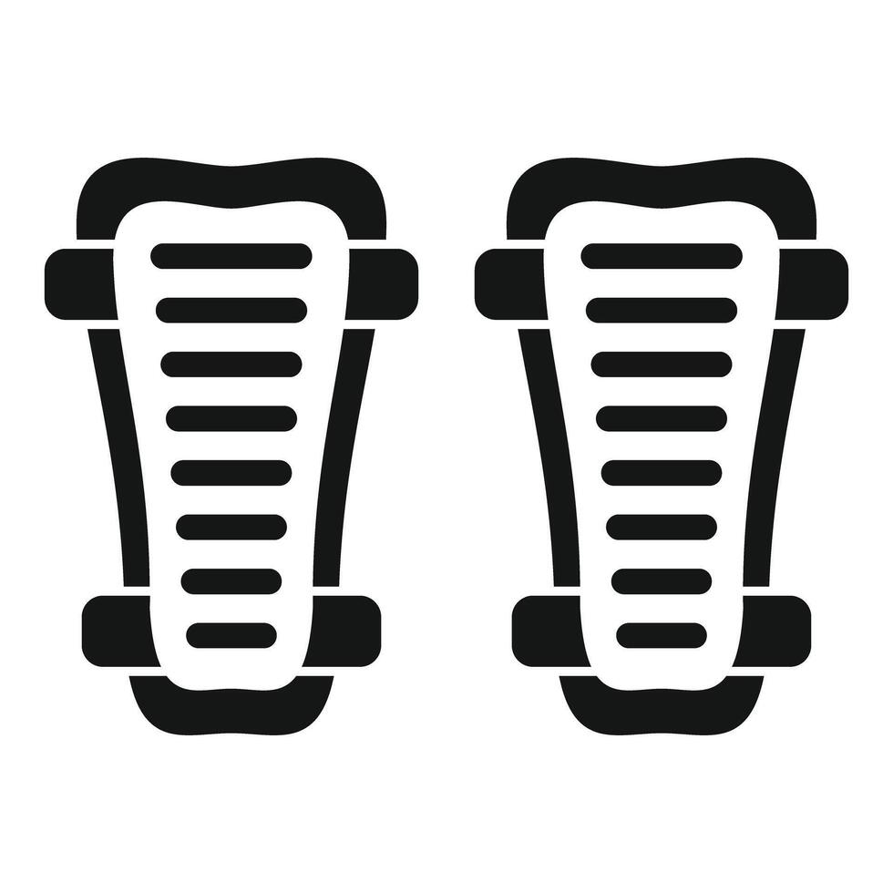 Pair of black shin guards for soccer or football protecting from injuries vector