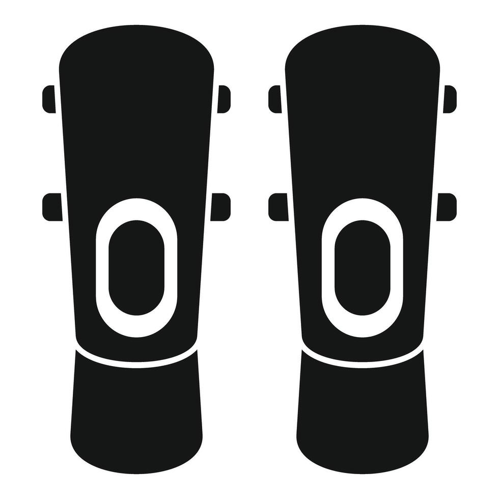 Pair of shin guards protecting legs during soccer game icon vector