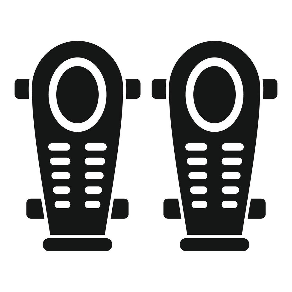 Pair of football shin guards protecting player legs icon vector